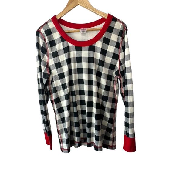 Hanna Andersson Black & White Stripe Buffalo Plaid Pajama Shirt Size XL - Picture 1 of 4